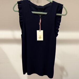 Alex Marie Midnight Blue Ruffle Tank Top